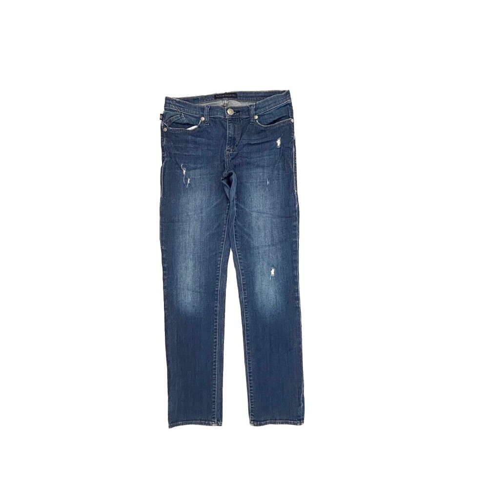 Rock & Republic Berlin Jeans Women 10 Dark Blue Straight‎ Distressed R010140